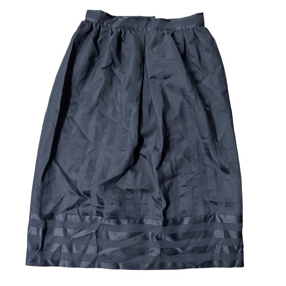 Vintage Black Skirt Striped Midi Kayo Of California USA 1980s Retro Size 13/14 - Picture 2 of 7